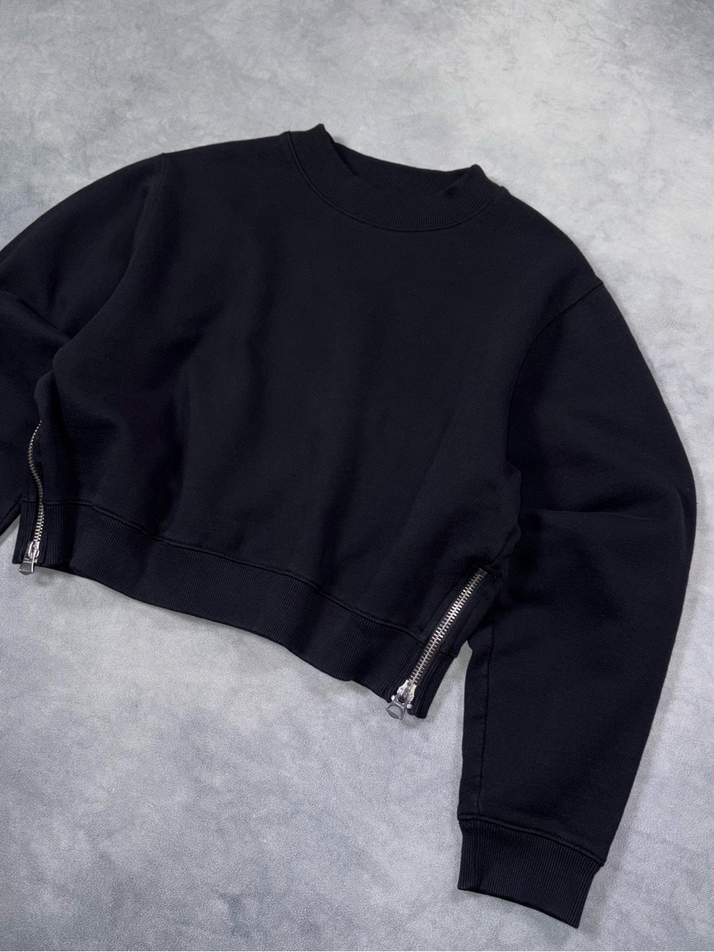 ACNE STUDIOS BIRD FL Black Cropped Avantgarde Y2K Zip Sweatshirt RRP600$ - Picture 5 of 15